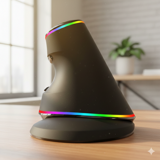 Ergonomic Vertical Rechargeable Mouse with RGB Lighting