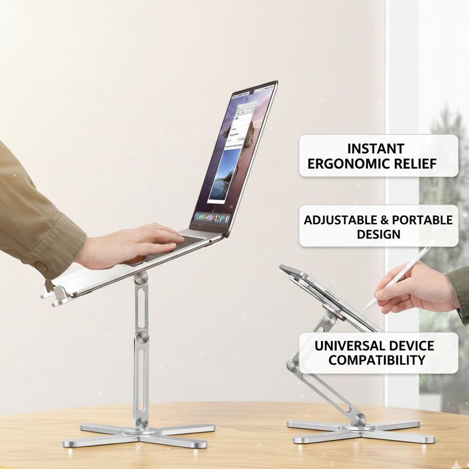 Adjustable Aluminum Laptop Stand with Cooling Support 360° Rotation